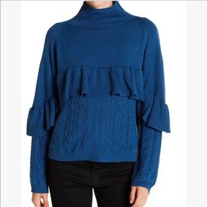 Project Naadam NEW Blue Knit Turtleneck Sweater